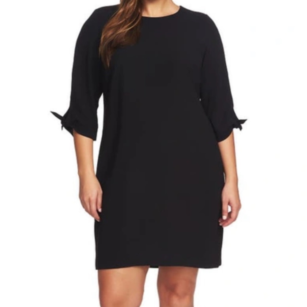 CeCe Midi Tie Sleeve Black Shift Dress